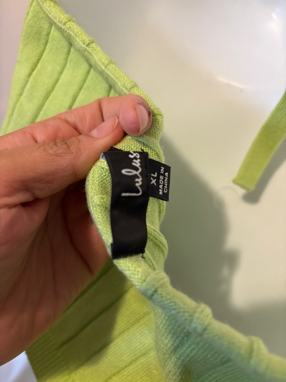 Lulu's Lime Green Ribbed Halter Tank - Picture 3 of 3